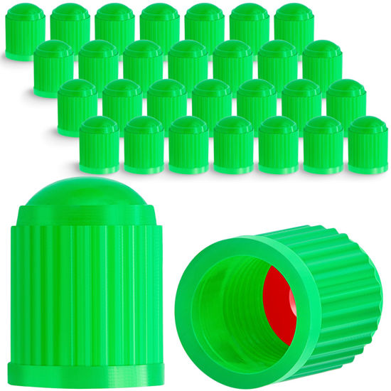Picture of MEAJOO 30PCS Tire Valve Stem Caps, Corrosion Resistant, with O Rubber Ring, Airtight Seal Heavy Duty Dustproof Tire Valve Stem Covers for Cars, SUV, Trucks, Bikes, Motorcycles, Bicycles(Green)