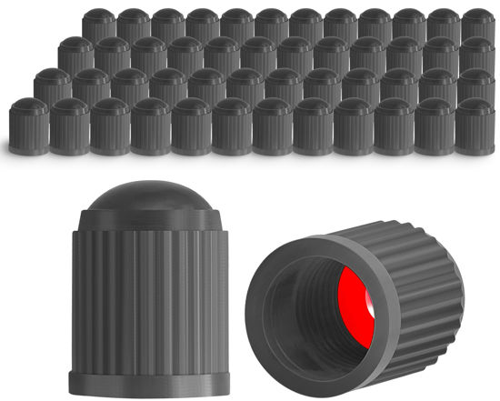 Picture of MEAJOO 50PCS Tire Valve Stem Caps, Corrosion Resistant, with O Rubber Ring, Airtight Seal Heavy Duty Dustproof Tire Valve Stem Covers for Cars, SUV, Trucks, Bikes, Motorcycles, Bicycles(Gray)