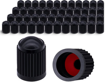 Picture of MEAJOO 50PCS Tire Valve Stem Caps, Corrosion Resistant, with O Rubber Ring, Airtight Seal Heavy Duty Dustproof Tire Valve Stem Covers for Cars, SUV, Trucks, Bikes, Motorcycles, Bicycles(Black)