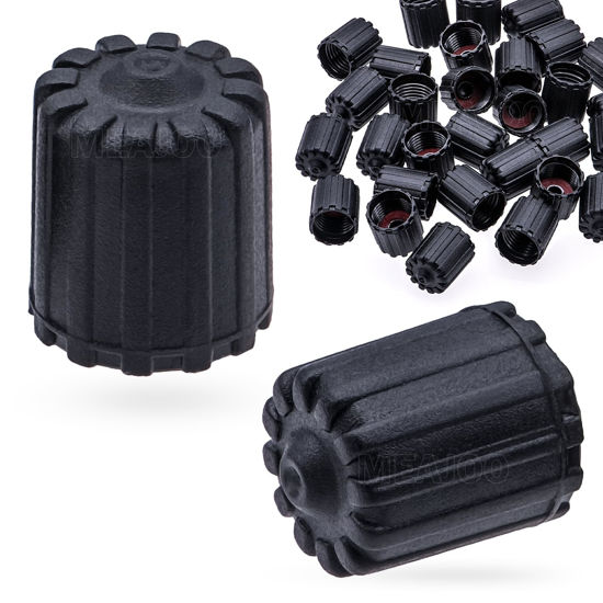 Picture of MEAJOO 30PCS TPMS Tire Valve Stem Caps, Plastic Wheel Tire Valve Stem, with O-Ring Rubber Seal, Universal Tire Valve Stem Covers for Cars, SUV, Trucks, Bikes, Motorcycles, Bicycles(Black)