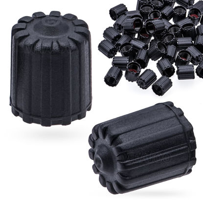 Picture of MEAJOO 50PCS TPMS Tire Valve Stem Caps, Plastic Wheel Tire Valve Stem, with O-Ring Rubber Seal, Universal Tire Valve Stem Covers for Cars, SUV, Trucks, Bikes, Motorcycles, Bicycles(Black)