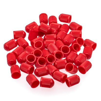Picture of MEAJOO 100PCS Tire Valve Stem Caps, Corrosion Resistant, with O Rubber Ring, Airtight Seal Heavy Duty Dustproof Tire Valve Stem Covers for Cars, SUV, Trucks, Bikes, Motorcycles, Bicycles(Red)