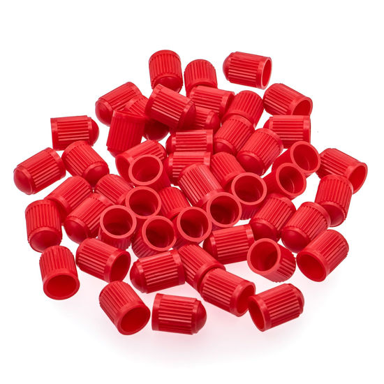 Picture of MEAJOO 100PCS Tire Valve Stem Caps, Corrosion Resistant, with O Rubber Ring, Airtight Seal Heavy Duty Dustproof Tire Valve Stem Covers for Cars, SUV, Trucks, Bikes, Motorcycles, Bicycles(Red)