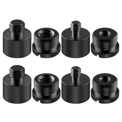 Picture of InnoGear 8 Pieces Mic Stand Adapter, 5/8 Female to 3/8 Male 3/8 Female to 5/8 Male 5/8 Female to 1/4 Male 1/4 Female to 5/8 Male Screw Thread Adapter for Microphone Stand Boom Arm Camera Tripod