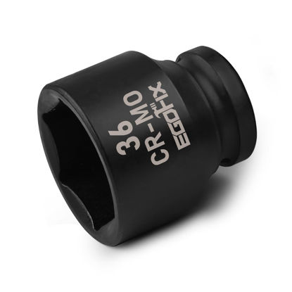 Picture of EGOFIX 1/2" Drive Standard Impact Socket, 36mm Metric Socket, Axle Nut Socket Heat-Treated CR-MO Anti-Rounding 6 Point for Easy Removal of Axle Shaft Nuts