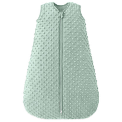 Picture of FILLEEP Fleece Baby Sleep Sack 12-18 Months 2.5 Tog with Plush Dots, Winter Baby Wearable Blanket for Infant Toddler Sleeping Sack 2-Way Zipper Warm Sleep Sack, Green