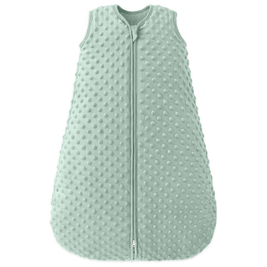 Picture of FILLEEP Fleece Baby Sleep Sack 12-18 Months 2.5 Tog with Plush Dots, Winter Baby Wearable Blanket for Infant Toddler Sleeping Sack 2-Way Zipper Warm Sleep Sack, Green