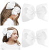 Picture of DEEKA 2 PCS 8" Big Hair Bows Hand-made Grosgrain Ribbon Solid Color Large Bows Alligator Clips Hair Accessories for Girls Set of 2 -White