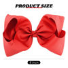 Picture of DEEKA 2 PCS 8" Big Hair Bows Hand-made Grosgrain Ribbon Solid Color Large Bows Alligator Clips Hair Accessories for Girls Set of 2 -Red