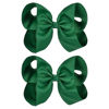 Picture of DEEKA 2 PCS 6" Big Hand-made Grosgrain Ribbon Solid Color Hair Bows Alligator Clips Hair Accessories for Little Teen Toddler Girls Kids Set of 2 -Hunter Green