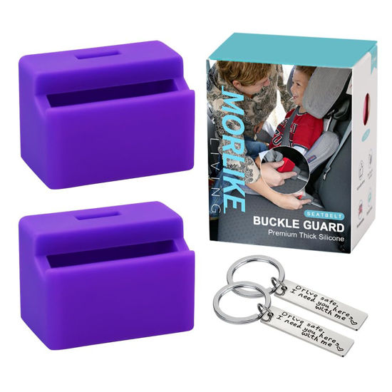 Picture of Morlike Silicone Seatbelt Secure Buckle Safety Cover Lock (Purple, 2 Pack)
