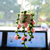 Picture of Boho Car Plant Crochet Hanging Accessories Crochet Plants for Car Rear View Mirror Cute Car Pink Plants for Women1