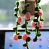 Picture of Boho Car Plant Crochet Hanging Accessories Crochet Plants for Car Rear View Mirror Cute Car Pink Plants for Women1