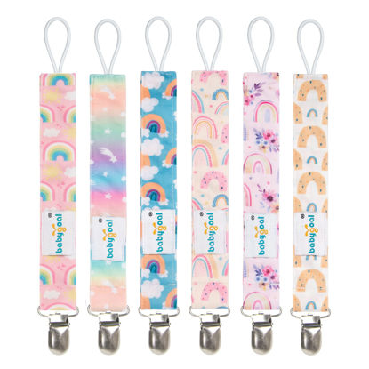 Picture of Babygoal Rainbow Pacifier Clips, 6 Pack Pacifier Holder for Boys and Girls Fits for Most Pacifier Styles & Baby Toys and Baby Gift 6MP26-B