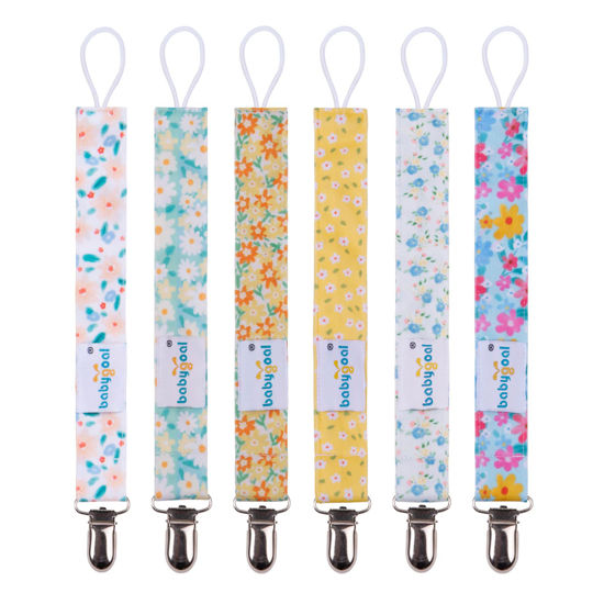 Picture of Babygoal Pacifier Clips, 6 Pack Metal Clips Pacifier Holder for Boys and Girls Fits Most Pacifier Styles & Baby Toys and Baby Gift 6MP31