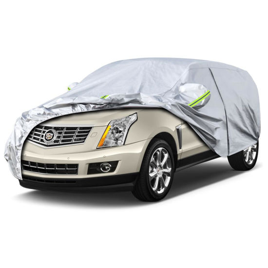 Picture of Koukou 6 Layers Car Cover Custom Fit Cadillac SRX (2009-2016) and Cadillac XT5 (2016-2024), Waterproof All Weather for Automobiles, Sun Rain Dust Snow Protection.