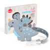 Picture of Baby Teething Toys, Dinosaur Teether Pain Relief Toy with One Piece Design Silicone Pacifier Clip Holder Set for Newborn Babies, Freezer Safe Neutral Shower Gift for Boy and Girl(Grey)
