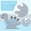 Picture of Baby Teething Toys, Dinosaur Teether Pain Relief Toy with One Piece Design Silicone Pacifier Clip Holder Set for Newborn Babies, Freezer Safe Neutral Shower Gift for Boy and Girl(Grey)