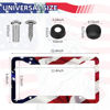 Picture of LIN KANG American Flag License Plate Frame Holder - 2 Pack Universal Aluminum Matte Stripe US Flag Gloss Patriotic Car Plate Frame Covers with Free Screws Fasteners Caps
