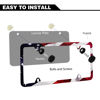 Picture of LIN KANG American Flag License Plate Frame Holder - 2 Pack Patriotic Universal Aluminum Matte Stripe US Flag Gloss Car Plate Frame Covers with 4 Holes and Screws Fasteners Caps