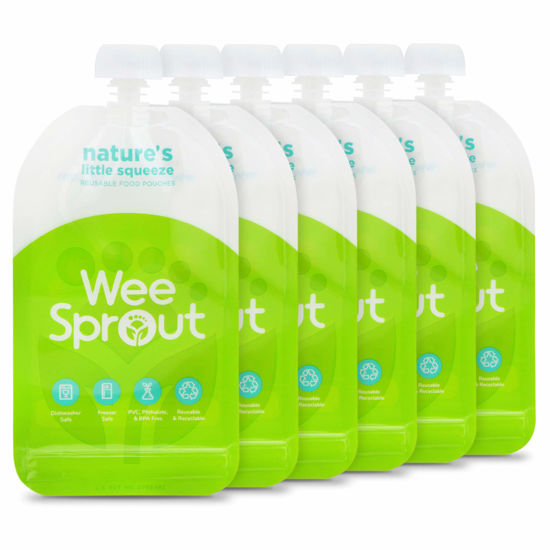 Picture of WeeSprout Double Zipper Reusable Food Pouches (Green, 7 Fl Oz)