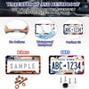Picture of LIN KANG Patriotic American Flag License Plate Frame Holder - 2 Pack Universal Aluminum Matte Stripe US Flag Gloss Car Plate Frame Covers with 2 Holes and Screws Fasteners Caps