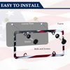 Picture of LIN KANG American Flag License Plate Frame Holder - 2 Pack Patriotic Universal Aluminum Matte Stripe US Flag Gloss Car Plate Frame Covers with 4 Holes and Screws Fasteners Caps
