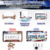 Picture of LIN KANG American Flag License Plate Frame Holder - 2 Pack Patriotic Universal Aluminum Matte Stripe US Flag Gloss Car Plate Frame Covers with 4 Holes and Screws Fasteners Caps