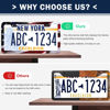 Picture of LIN KANG Patriotic American Flag License Plate Frame Holder - 2 Pack Universal Aluminum Matte Stripe US Flag Gloss Car Plate Frame Covers with 2 Holes and Screws Fasteners Caps