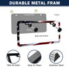 Picture of LIN KANG Patriotic American Flag License Plate Frame Holder - 2 Pack Universal Aluminum Matte Stripe US Flag Gloss Car Plate Frame Covers with 2 Holes and Screws Fasteners Caps