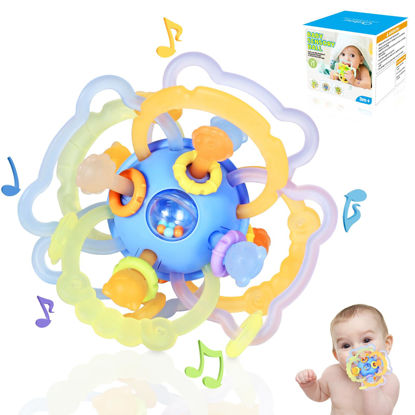 Picture of Orzbow Sensory Teething Toys for Babies, Baby Montessori Toys 3-6-12-18 Months, Infant Teethers Relief Chew Toys, Silicone Baby Rattle Toys - Early Development Toy for Toddlers, BPA Free, Blue