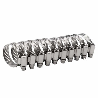 Picture of Roadformer 1.5" Worm Gear Hose Clamp - SAE 24 Size, Full Stainless Steel with 1/2" Band Working Range 27mm - 51mm Duct Clamp Pipe Clamp Worm Drive Hose Clamp Fuel Line Clamp (10 Pack, 27mm - 51mm)