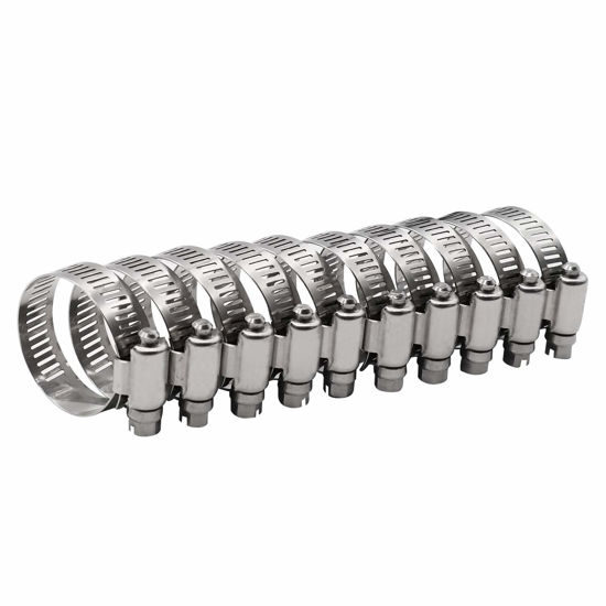 Picture of Roadformer 1.5" Worm Gear Hose Clamp - SAE 24 Size, Full Stainless Steel with 1/2" Band Working Range 27mm - 51mm Duct Clamp Pipe Clamp Worm Drive Hose Clamp Fuel Line Clamp (10 Pack, 27mm - 51mm)