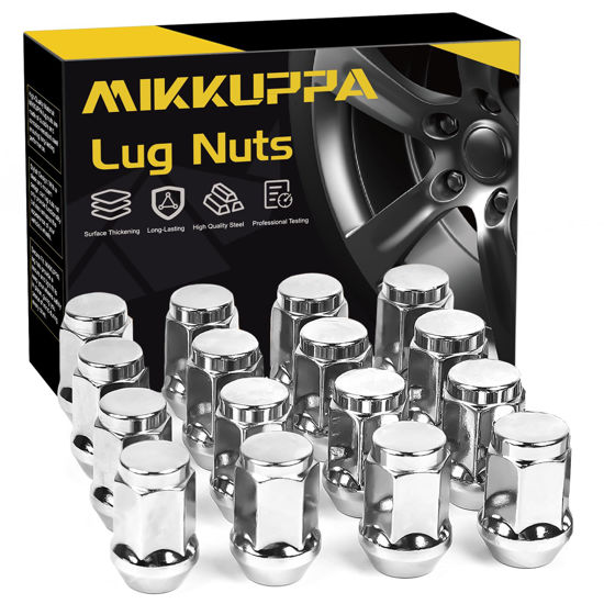 Picture of MIKKUPPA M12x1.5 ATV Lug Nuts - 16pcs 12x1.5 Aftermarket Lug Nuts Chrome with 19mm Hex, Compatible with Polaris Ranger XP RZR 900 1000 General 1000 Pioneer 500 700 1000