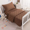Picture of NTBAY Toddler Bedding Set - 4 Piece Soft and Breathable Crib Bedding Set for Boys and Girls, Includes Quilted Comforter, Fitted Sheet, Flat Top Sheet and Envelope Pillowcase, Brown