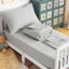 Picture of NTBAY Toddler Bedding Set - 4 Piece Soft and Breathable Crib Bedding Set for Boys and Girls, Includes Quilted Comforter, Fitted Sheet, Flat Top Sheet and Envelope Pillowcase, Light Grey