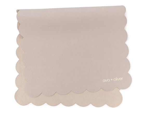 Picture of Ava + Oliver Vegan Leather Baby Changing Mat (16 X 30 in) - Multipurpose Wipeable and Portable Diaper Changing Mat - Foldable Travel Changing Mat (Grey Scallop)