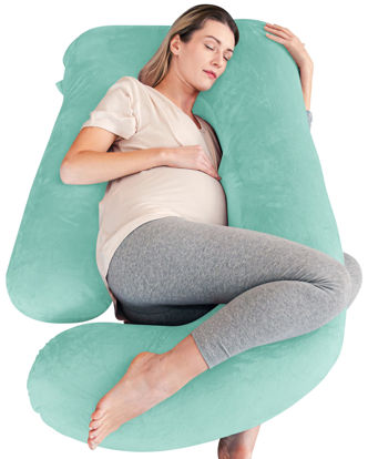 Picture of Cute Castle Pregnancy Pillows, Soft U-Shape Maternity Pillow with Removable Cover - Full Body Pillows for Adults Sleeping - Pregnancy Must Haves - Jumbo 57 Inch - Turquoise