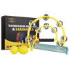 Picture of Glory Double Row Tambourine, Half Moon Double Row Metal Jingles Hand Held Instruments Percussion with Handle Grip, Tambourines for Adults, Party,Gift,Yellow