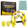 Picture of Glory Double Row Tambourine, Half Moon Double Row Metal Jingles Hand Held Instruments Percussion with Handle Grip, Tambourines for Adults, Party,Gift,Yellow