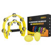 Picture of Glory Double Row Tambourine, Half Moon Double Row Metal Jingles Hand Held Instruments Percussion with Handle Grip, Tambourines for Adults, Party,Gift,Yellow