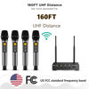 Picture of Bietrun 4 Channel Wireless Microphone with Echo/Treble/Bass, 160 ft UHF Range, 4 XLR+1/4‘’Output, Metal Cordless Handheld Dynamic Mics System for Wedding, Church, Karaoke, Singing, DJ(Auto Connect)