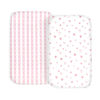 Picture of 100% Organic Cotton 2 Pk Bedside Sleeper Bassinet Fitted Mattress Sheets for Mika Micky, Baby Delight, Ronbei, Chicco, KoolerThings, Cloud Baby, AMKE, Angelbliss, Maxi-COSI, Arm's Reach, Plus. Girl