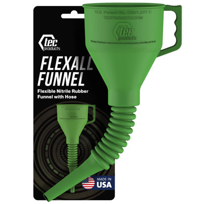 Picture of TEC Products FlexAll Funnel - Long Flexible Funnel with Hose for Automotive Use - Nitrile Rubber Funnel with Handle for Oil Change and Transmission Fluid - Gas, Diesel, Oil Funnel for Cars