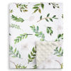 Picture of BORITAR Floral Leaf Baby Blanket for Boys Girls Super Soft Double Layer Minky with Dotted Backing for Nursery Stroller Crib Bed Newborns Spring Summer Fresh Design 30 x 40 Inch(75x100cm)