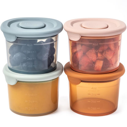Picture of Moonkie Silicone Baby Food Containers | 4 oz Baby Food Storage Jars with Airtight Lids | Reusable Baby Food Jars, Freezer,Microwave and Dishwasher Safe, Perfect for Infant & Toddler