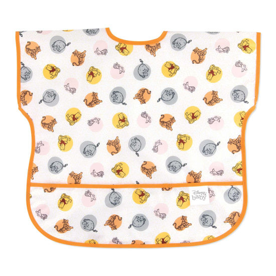 Picture of Bumkins Disney Short Sleeve Bib for Girl or Boy, Toddler and Kids for 1-3 Years, Large Size, Essential Must Have for Junior Children, Eating, Mess Saving Soft Fabric Play Apron, Winnie and Friends