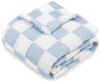 Picture of HOMRITAR Checkered Baby Blanket for Boys Girls Warm Cozy Reversible Checkerboard Toddlers Blanket, Fluffy Fuzzy Plush Lightweight Bed Blanket with Chessboard Grid Design 350GSM Baby Blue 30 x 40 Inch