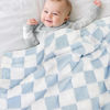 Picture of HOMRITAR Checkered Baby Blanket for Boys Girls Warm Cozy Reversible Checkerboard Toddlers Blanket, Fluffy Fuzzy Plush Lightweight Bed Blanket with Chessboard Grid Design 350GSM Baby Blue 30 x 40 Inch