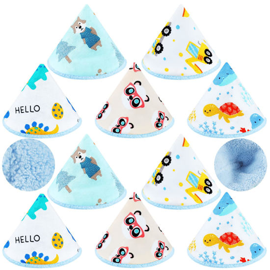 Picture of Timgle 10 Pcs Coral Velvet Pee Covers Baby Boy, Strong Water Absorption Pee Shield for Baby Boy, Reusable Pee Cap, Diaper Changing Accessory for Boys Newborn Gift (Dinosaur)
